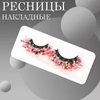 Ресницы накладные с блестками Фукси